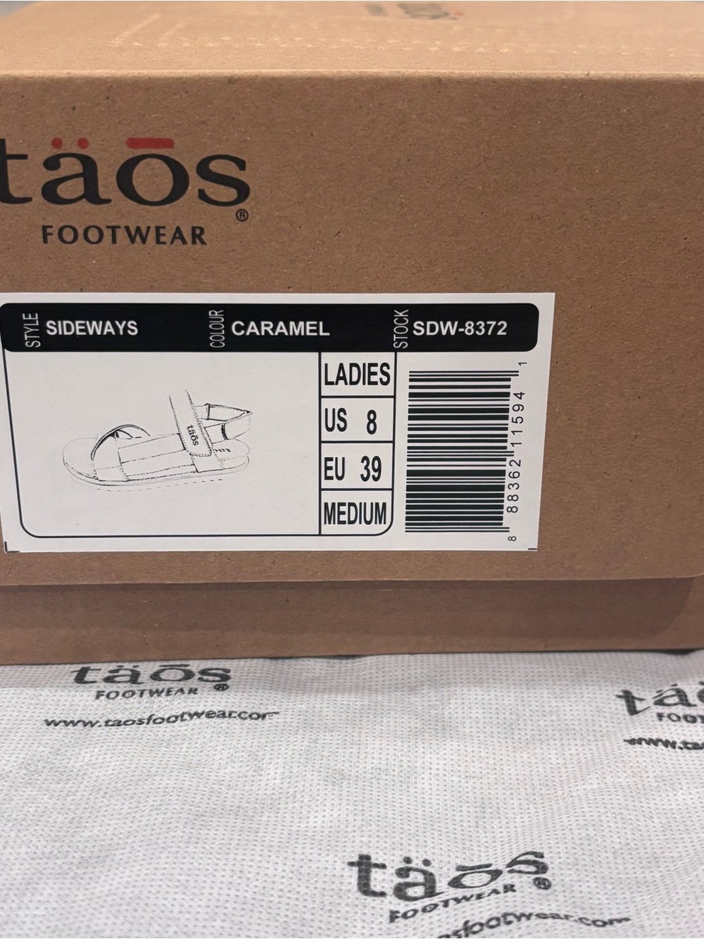 Taos Sideways Sandal Brown Leather Strappy Sandals - Picture 2 of 11